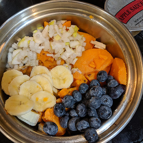 Simple blueberry Banana Yam Salad